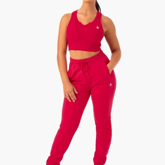 Base High Waisted Track Pants - Cherry Red - S - Picture 6 of 6